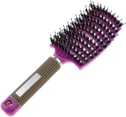 Xqday Hårbørste Vildsvinebørste, Buet Udluftning Hårbørste, Vildsvin Børste Hår Detangling Brush Til Thic