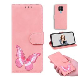 Etui til Tecno Camon 16 Butterfly Cover Premium Læder Magnetisk- Pink