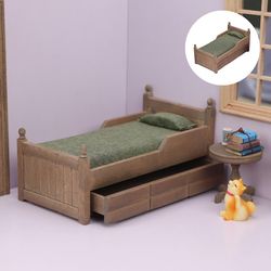 1:12 Skala Mini Træ Seng Simulation Model Baby Dukke Soveværelse Forsyninger Indretning