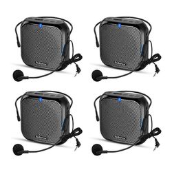 4X kannettava äänivahvistin, vahvistin mikrofonilla kaiutin henkilökohtainen PA-järjestelmä Musta