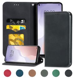 Gangxun Sag For Huawei P40 Lite Magnetisk Lukning Læder Tegnebog Cover Housse Etui Shockproof - Sort