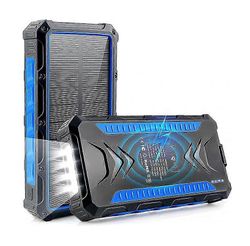 36000mah aurinkovirtapankki, Qi Langaton kannettava aurinkolaturi led-taskulampuilla, kaksi lähtöä ja; Syöttää valtavan kapasiteetin akun ulkoilmaan A