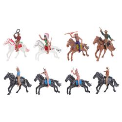 Winomo 8stk Indianere Plastik figurer legesæt ridning figur legetøj West cowboy model pryder diverse stil Som vist 11X9X3CM