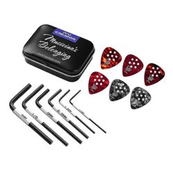 H guitar værktøjssæt inkl. 6stk unbrakonøgler (1,5 mm + 2,5 mm + m + 4 mm + 1/20 tommer + 1/8 tommer) 6 stk skridsikre guitarvalg (0,46 mm * 2 + 0,...