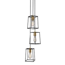 Italux Lighting Moderne hængende vedhæng Sort Matt, Guld 3 Lys med sort matt nuance, E27