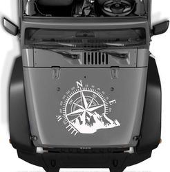 Disovi Autotarrat, kompassi vuoristo-Jeep-tarroilla, vedenpitävä vinyylihupputarra / auton ikkunatarrat / autografiikan korin puoli, 1 kpl autotarr...