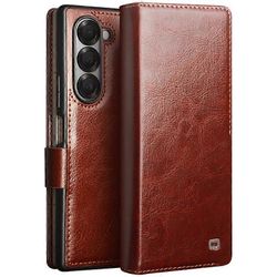 QIALINO Samsung Galaxy Z Fold6 5G -kotelolle TPU + aito lehmäkorttipaikka nahkainen puhelimen kuori Monivärinen Style A