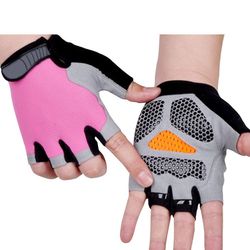 Cykling Anti-slip halvfinger handsker Anti-sved Mænd Åndbare Sportshandsker Anti-shock Bike Cykel handsker Pink