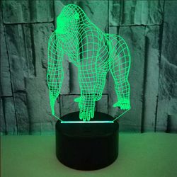 Wekity Shxx Animal Gorilla Tag -lahjat apinan ystäville 3d Illusion Night Light Touch -lamppu, Luova Rgb Led, Joulu syntymäpäiväkoristeet Lahjat 3d...