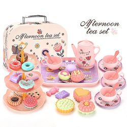 Pretend Play Toy Tea Set Mat Set Girls Play House Afternoon Tea Game Toy Kids Gaver