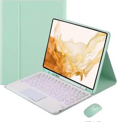 Taustavalaistu näppäimistökotelo Galaxy Tab A8 10.5 tuuman 2022: lle, irrotettava langaton ohjauslevyn näppäimistö hiirellä, 7-värinen taustavalais...