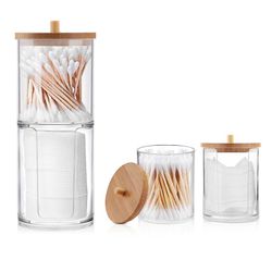 Makeup Cotton Pad Organizer Badeværelse Opbevaringsboks til vatpinde Kosmetik Smykker Makeup Remover Pad Container med bambus låg A