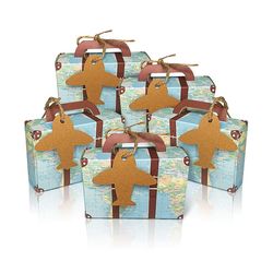 50 stk koffert favoriserer bokser Verdenskart Mini koffertbokser Bryllupsbokser for reisetema Bryllup Baby Brude dusj Som vist