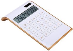 Linkrunning Sollommeregner, Tilt LCD-skærm, kontor-/hjemmeelektronik, Dual Power Desktop Lommeregner (hvid)