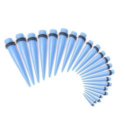BodyJewelryOnine 18 Piece øre stretching kit tapers - 9 størrelser inkluderet - vælg mellem 6 farver Blå