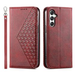 Samsung Galaxy M35 5G -kotelolle vasikan tekstuuri PU nahkainen puhelimen kansi lompakolla Punainen
