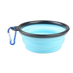 1000ml Sammenklappelig hund Pet Folding Silikone Skål, Lyseblå Farve
