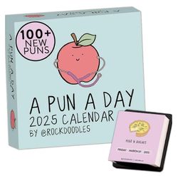 2025 Punny Daily Desk -kalenteri 2025 Page A Day, Dad Joke -kalenteri, jossa on repäisysivuja ja päivittäinen sanaleikki Vihreä