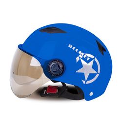 unbrand 50% elektrisk bil hjelm scooter sykkel åpent ansikt halv baseball cap anti-uv sikkerhet hard lue sykkel hjelm justerbar ny Blå