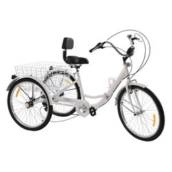 24 tuuman 7-vaihteinen kolmipyöräinen aikuisten polkupyörä ostoskorilla