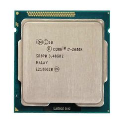 Core i7-2600K -suoritin - kanta LGA 1155 4 ydintä, 8 säiettä, 3,4 GHz, 8 Mt L3-välimuisti, 95 W.