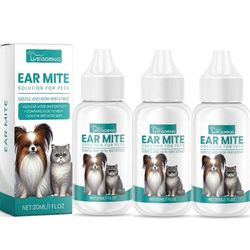 Pet Dog Ear -punkki ratkaisu infektioihin Hiivan kutinan puhdistusaine 3pcs