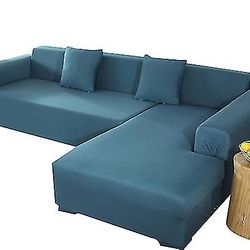 Barsinfi Elastisk kombination sofabetræk blødt L formet sofadæksel blå four person
