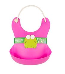 Ruili Vandtæt Silcone Roll Up Baby Soft Bib 4pcs En masse Mad Catcher Pocket Pink