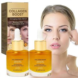 2 kpl Advanced Collagen Boost Anti-Age -seerumi, syvä ryppyjä estävä seerumi, kiinteyttävä iho ja vähentää ryppyjä, sopii kaikille ihotyypeille