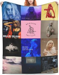Billie Blanket Throw Ilmastointi Huopa Eilish Merch Albumin kannet Lahja Pehmeä lämmin sängylle Sohva Kodin sisustus (albumi Co-KDE46783 76x102cm 4...