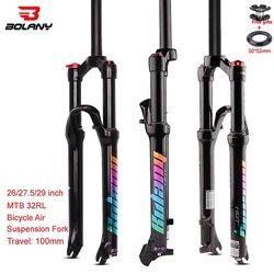 Bolany Suspension Cykel Air Gaffel 26/27.5/ 29 Aluminium Alloy Air Straight Quick Release Mtb Gafler til cykel tilbehør 26 Lige manual