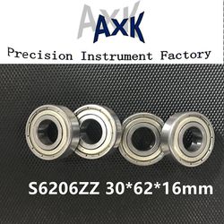 Gratis forsendelse 2stk metal afskærmet S6206zz 30 * 62 * 16 mm dyb rille kugleleje stål / rustfrit stål roulement A Bille Rulman