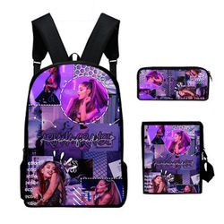 Oem 3 stk / sett Ariana Grande Satchel Skole Ryggsekk Blyant Bag Messenger Bag