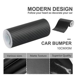 5m Kulfiber Bil Klistermærker Dør Sill Scuff Anti Ridse Kollision Tape Beskyttelse Film 3d Sort Bil Kofanger Beskytter Indretning