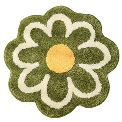 unbrand Söpö kukkakylpymatto veden imeytyminen pehmeä pyöreä muhkea matto suihkuun, kylpyammeeseen, makuuhuoneeseen, olohuoneeseen Vihreä