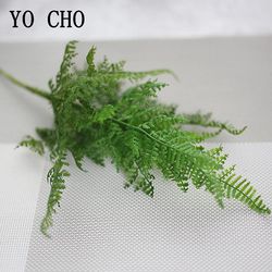 Yo Cho Pe Simulation Fern Grass Green Plants Artificial Fern Green Leaves Plants Wall Home Wedding Shop Decor Faux Leaves Plants Grøn