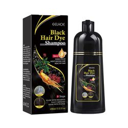 Black Hair Dye Shampoo til gråt hår 3 i 1 urte nærende mørkere ældre Sort