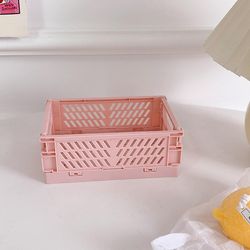 1 Pc Mini Desktop Cream Farve Plast Foldbar Stationær Arrangør, Pink Color