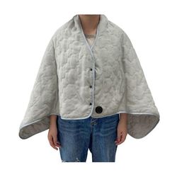 Puettava lämmitetty ponchoheitto, lämmitetty peittokäärehuivi, kannettava heittoponchokääre säädettävä 3 tason lämpötila harmaa