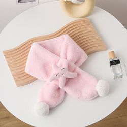 Vinter fortykket kanin pels hagesmæk for drenge og piger Baby Cross Varm Tegneserie matchende tørklæde Pink