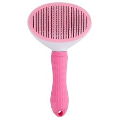 Hund HårFjerning Comb Beauty Brush rustfrit stål Cat Comb Automatisk Pink
