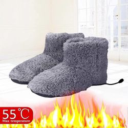 usb sähköiset jalanlämmittimet lämmitetyt kengät miehet naiset pehmeä pehmo talvi lämmitetyt tossut lämmin mukava lämmitetty saappaat sisätoimistoo...