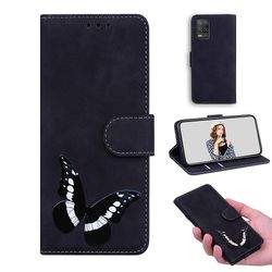 Etui til Realme 8 5g / 8s 5g Butterfly Cover Premium Læder Magnetisk- Pink Sort