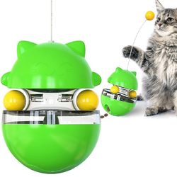 Zhuopai Pet kat tumbler lækker mad bold legetøj sjov kat pind Grøn