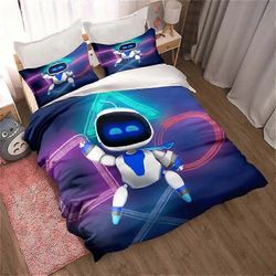 f1033 Lakanat ASTRO BOT Söpö sarjakuva vuodevaatteet Peittosetti Yhden hengen parivuode King Size -vuodesetti Aikuiset lapset Makuuhuoneen pussilak...