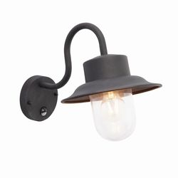 Endon Collection Lighting Chesham Udendørs PIR væg tekstureret sort maling, glas IP44, E27