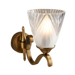 Interiors 1900 Lighting Columbia 1 Lys væg lys antik messing med glas skygge, E14