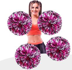 Ersam 4kpl metallifolio cheerleading pom poms, premium cheerleader pompoms -sarja, piristävät käsikukat 9,8 tuumaa