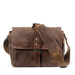 Smtdv Kamera Bag Håndlaget Vintage Camera Shoulder Messenger Bag Kamera Satchel Leather Camera Vesker for fotografer og menn og kvinner