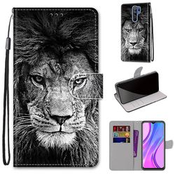 Foxdock Sag for Xiaomi Redmi 9 Creative Pattern Tui Magnetisk Card Holder Tegnebog - Lion
